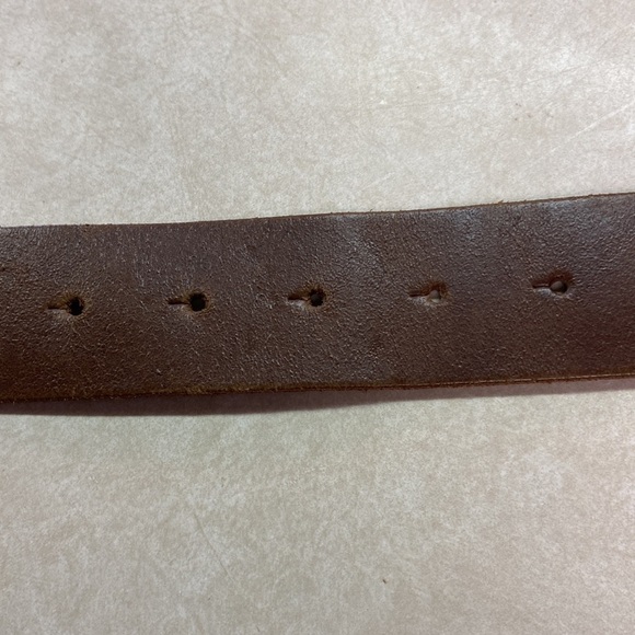Leather Belt w/Brass Rose Buckle Size 30 EUR Soft Brown Preowned main image 6